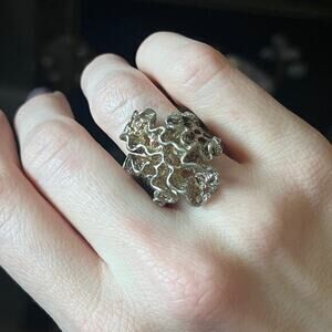 Vintage 925 sterling silver brutalist nature inspired coral formation ring 6.75